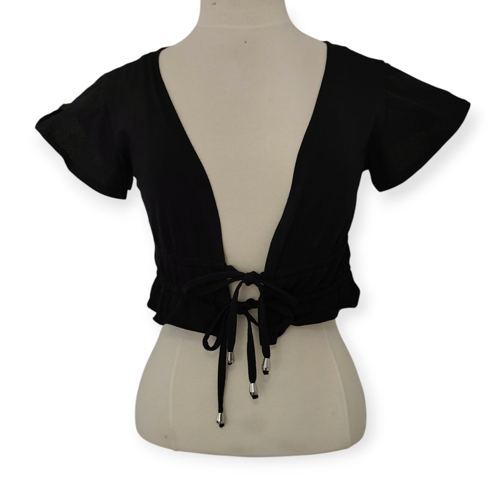 Princess Polly Black Crop Top Small 4 Jamison Reid Plunge Balletcore Coquette